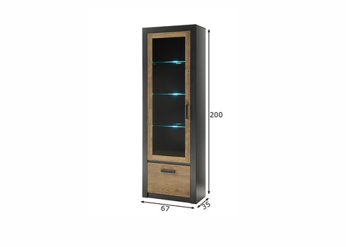 Vitriinkapp BRÜGGE kastan / hall, 67x35xH200 cm