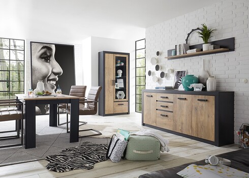 Vitriinkapp BRÜGGE kastan / hall, 97x35xH200 cm