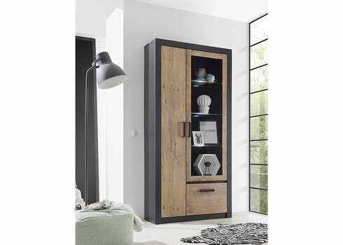 Vitriinkapp BRÜGGE kastan / hall, 97x35xH200 cm