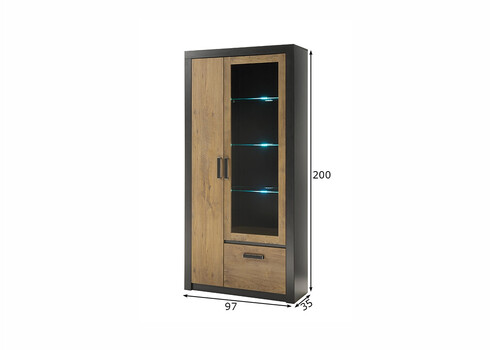 Vitriinkapp BRÜGGE kastan / hall, 97x35xH200 cm
