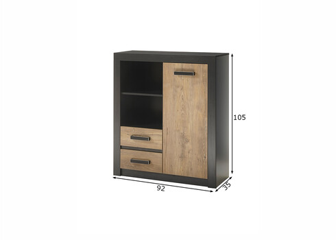 Kummut BRÜGGE kastan / hall, 92x35xH105 cm