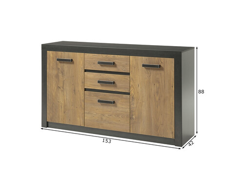 Kummut BRÜGGE kastan / hall, 153x42xH88 cm