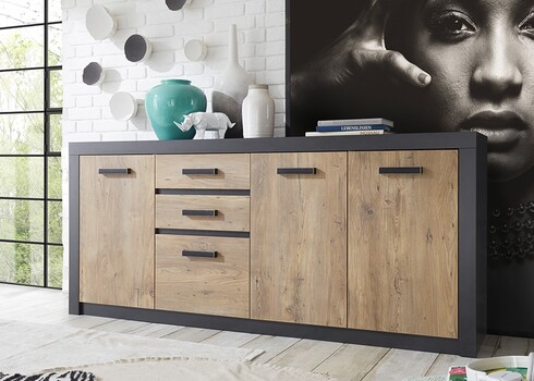 Kummut BRÜGGE kastan / hall, 198x42xH88 cm