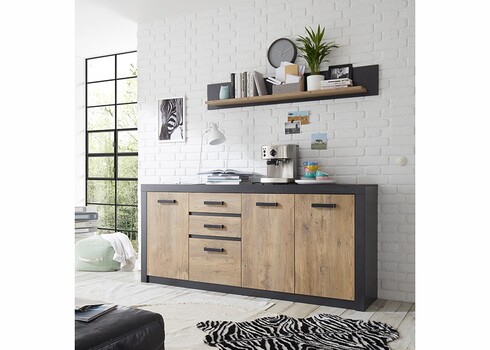 Kummut BRÜGGE kastan / hall, 198x42xH88 cm