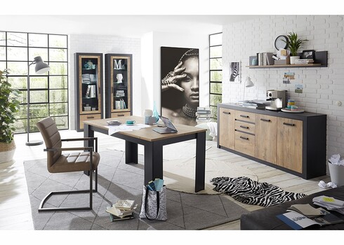 Kummut BRÜGGE kastan / hall, 198x42xH88 cm