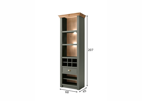 Kapp-riiul CAMBRIDGE roheline / tamm, 68x45xH207 cm