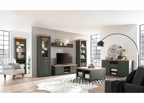 Kapp-riiul CAMBRIDGE roheline / tamm, 68x45xH207 cm