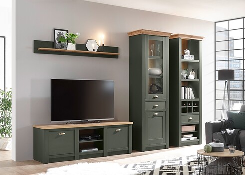 Vitriinkapp CAMBRIDGE roheline / tamm, 68x45xH207 cm