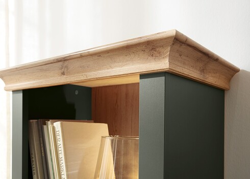 Vitriinkapp CAMBRIDGE roheline / tamm, 68x45xH207 cm