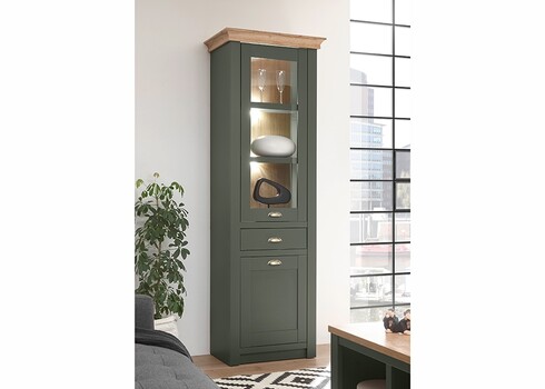 Vitriinkapp CAMBRIDGE roheline / tamm, 68x45xH207 cm