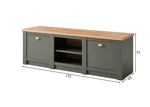 Tv-alus CAMBRIDGE roheline / tamm, 152x45xH51 cm