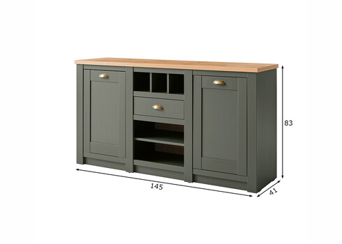 Kummut CAMBRIDGE roheline / tamm, 145x41xH83 cm