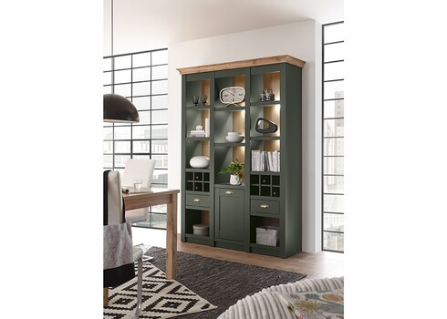 Kapp-riiul CAMBRIDGE roheline / tamm, 147x45xH207 cm