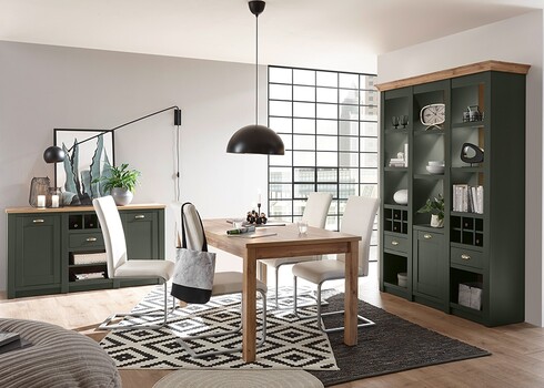 Kapp-riiul CAMBRIDGE roheline / tamm, 147x45xH207 cm