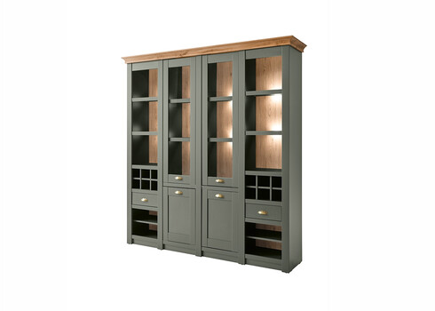 Puhvetkapp CAMBRIDGE roheline / tamm, 194x45xH207 cm