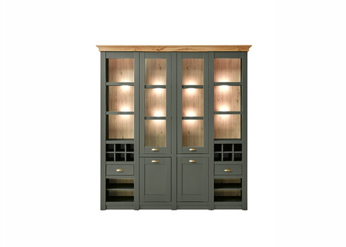 Puhvetkapp CAMBRIDGE roheline / tamm, 194x45xH207 cm