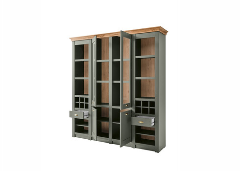 Puhvetkapp CAMBRIDGE roheline / tamm, 194x45xH207 cm