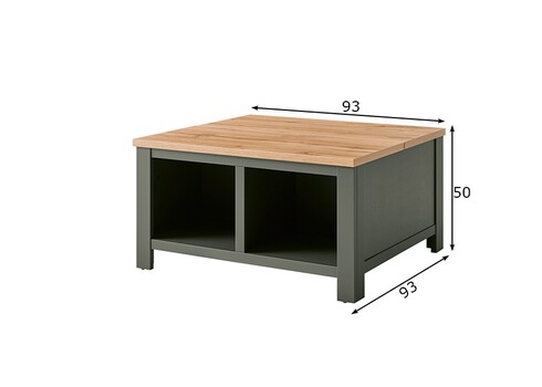 Diivanilaud CAMBRIDGE roheline / tamm, 93x93xH50 cm