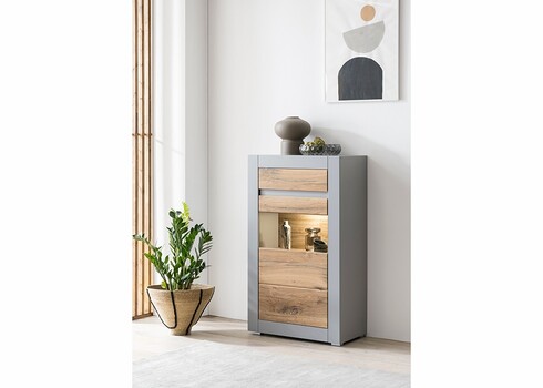 Vitriinkapp CASABLANCA tamm / matthall, 66x35xH113 cm