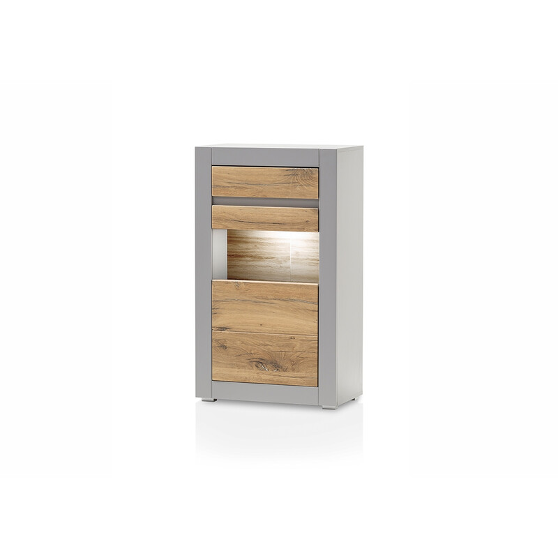 Vitriinkapp CASABLANCA tamm / matthall, 66x35xH113 cm