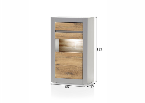 Vitriinkapp CASABLANCA tamm / matthall, 66x35xH113 cm