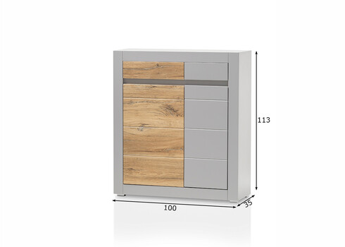 Kummut CASABLANCA tamm / matthall, 100x35xH113 cm