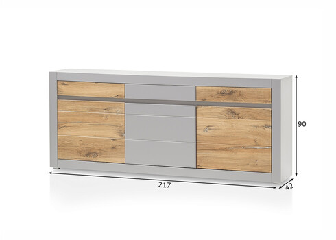 Kummut CASABLANCA tamm / matthall, 217x42xH90 cm