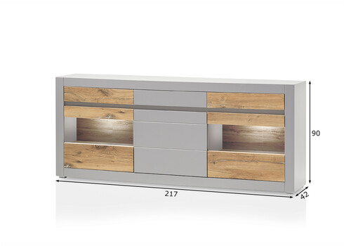 Kummut CASABLANCA tamm / matthall, 217x42xH90 cm