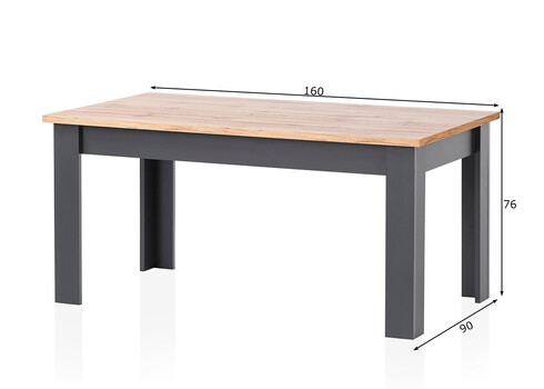 Söögilaud CATANIA tamm / antratsiit, 160x90xH76 cm