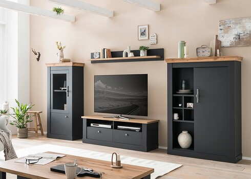 Vitriinkapp CATANIA tamm / antratsiit, 72x38xH146 cm