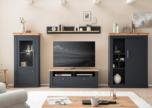 Vitriinkapp CATANIA tamm / antratsiit, 72x38xH146 cm