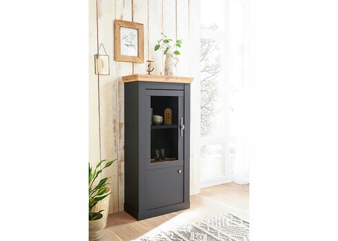 Vitriinkapp CATANIA tamm / antratsiit, 72x38xH146 cm