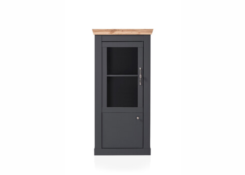 Vitriinkapp CATANIA tamm / antratsiit, 72x38xH146 cm