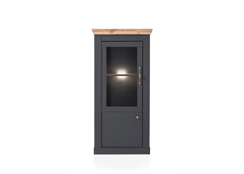 Vitriinkapp CATANIA tamm / antratsiit, 72x38xH146 cm