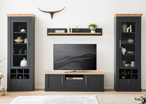 Vitriinkapp CATANIA tamm / antratsiit, 72x38xH201 cm