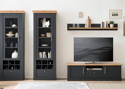 Vitriinkapp CATANIA tamm / antratsiit, 72x38xH201 cm