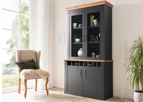 Vitriinkapp CATANIA tamm / antratsiit, 110x44xH205 cm