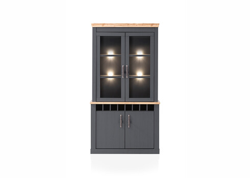 Vitriinkapp CATANIA tamm / antratsiit, 110x44xH205 cm