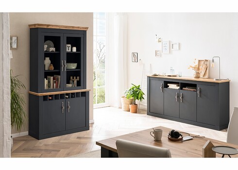 Vitriinkapp CATANIA tamm / antratsiit, 110x44xH205 cm