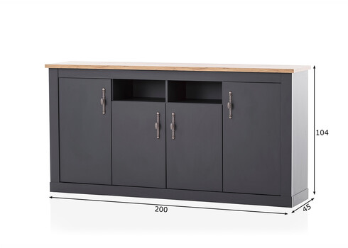 Kummut CATANIA tamm / antratsiit, 200x45xH104 cm