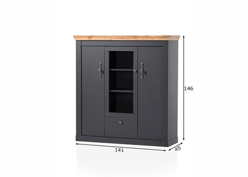 Kummut CATANIA tamm / antratsiit, 141x45xH104 cm