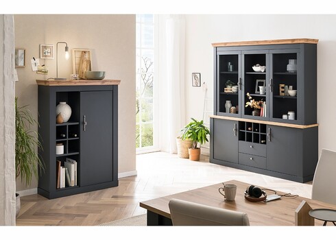 Puhvetkapp CATANIA tamm / antratsiit, 184x44xH205 cm