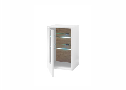 Vitriinkapp CAYMAN valge / tamm, 45x38xH71 cm