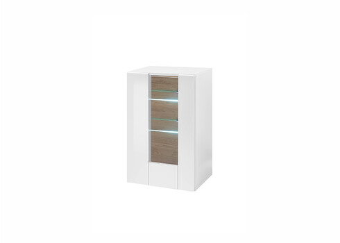 Vitriinkapp CAYMAN valge / tamm, 45x38xH71 cm