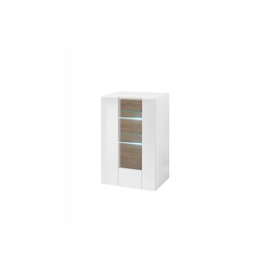 Vitriinkapp CAYMAN valge / tamm, 45x38xH71 cm