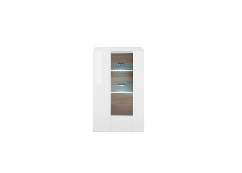 Vitriinkapp CAYMAN valge / tamm, 45x38xH71 cm