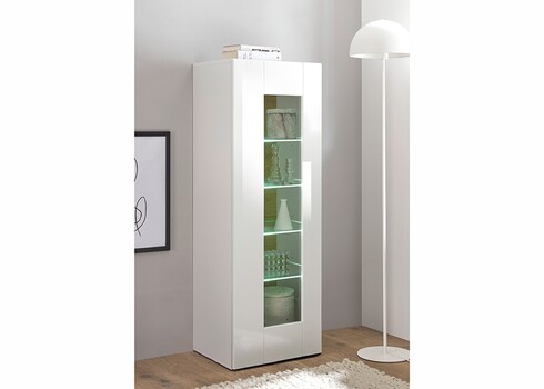Vitriinkapp CAYMAN valge / tamm, 45x38xH131 cm