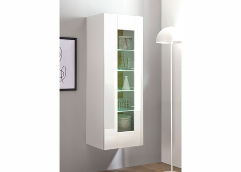 Vitriinkapp CAYMAN valge / tamm, 45x38xH131 cm
