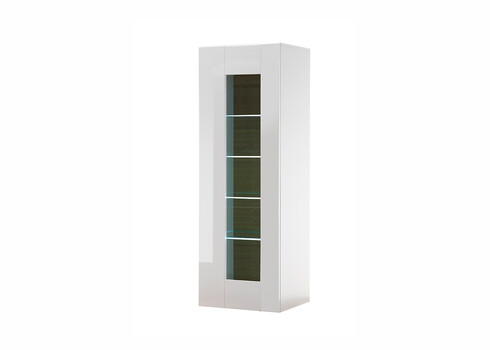 Vitriinkapp CAYMAN valge / tamm, 45x38xH131 cm