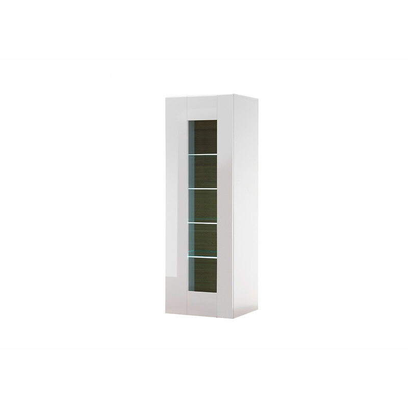 Vitriinkapp CAYMAN valge / tamm, 45x38xH131 cm